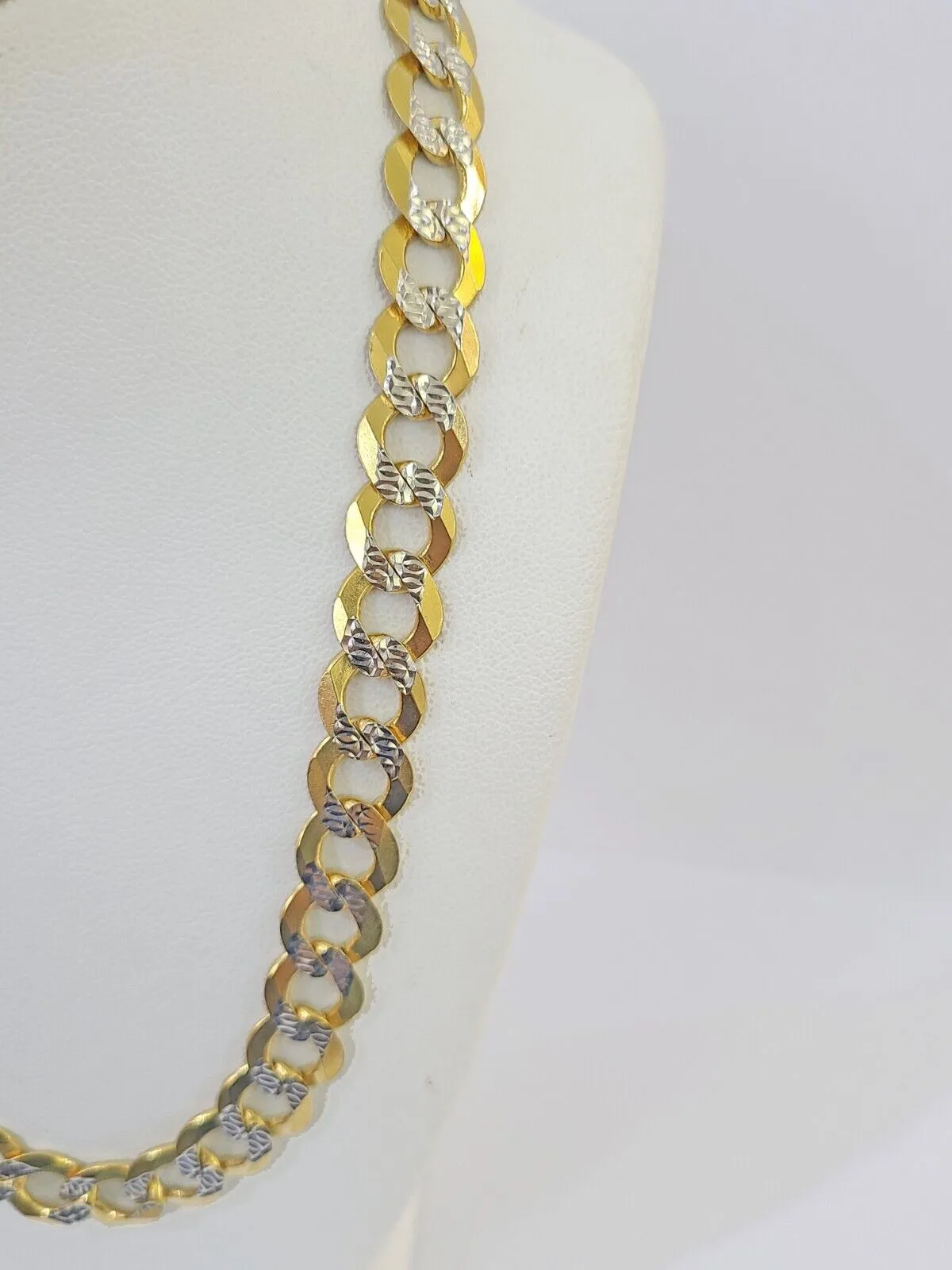 Real 10k Yellow Gold Cuban Curb Link Chain Solid 9mm 20" Gold Diamond cut