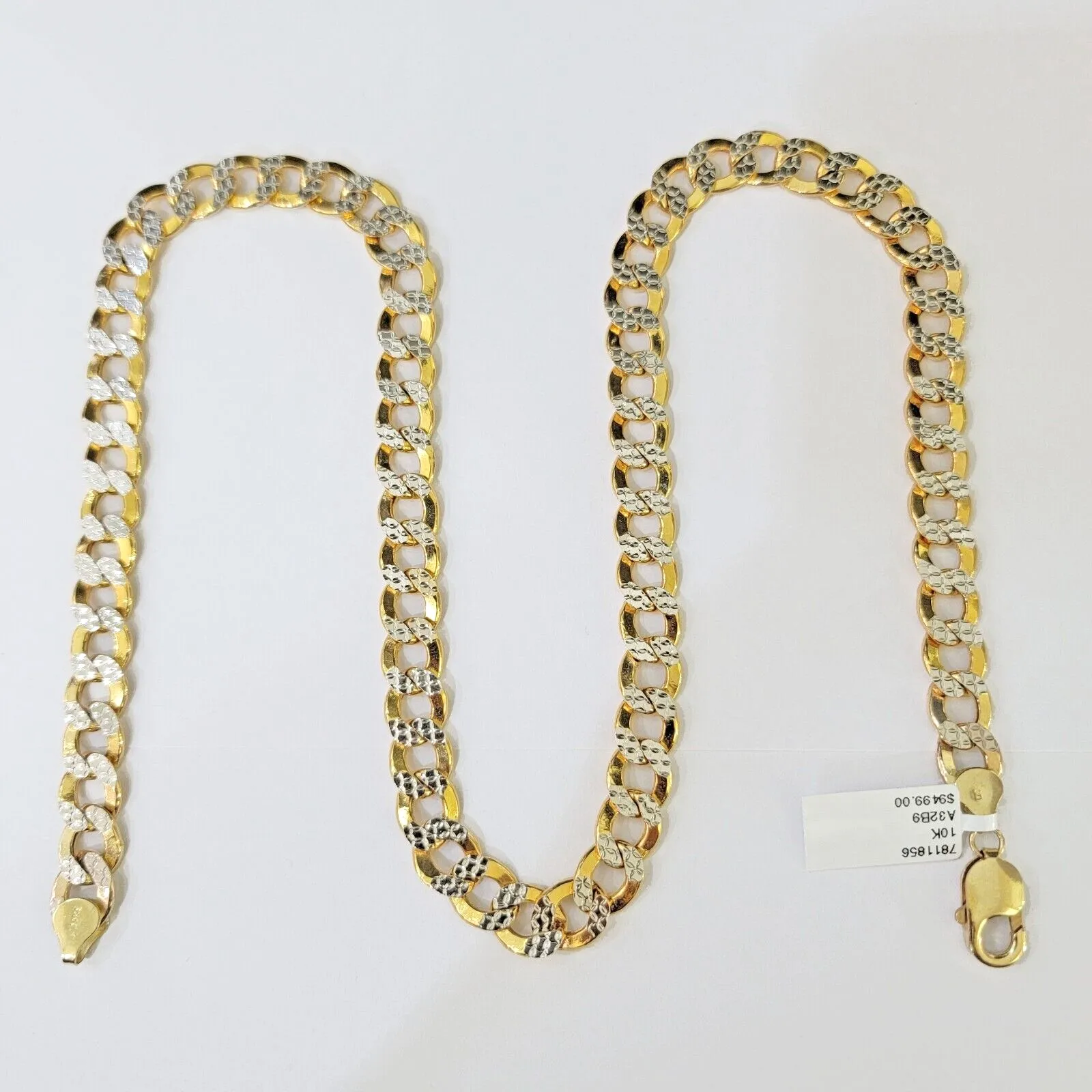Real 10k Yellow Gold Cuban Curb Link Chain Solid 9mm 20" Gold Diamond cut