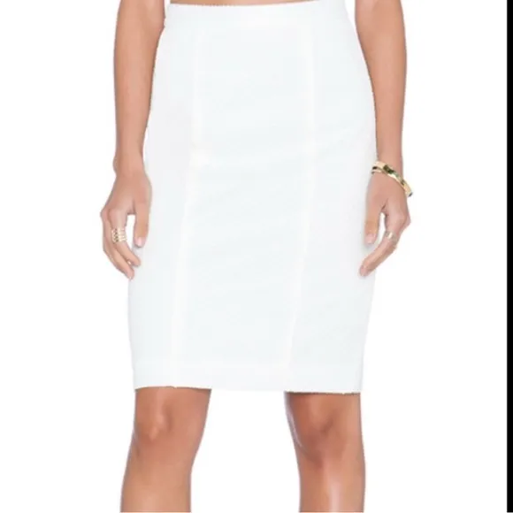 Rebecca Minkoff Della White Textured Preppy Business Casual Elegant Skirt Size 6