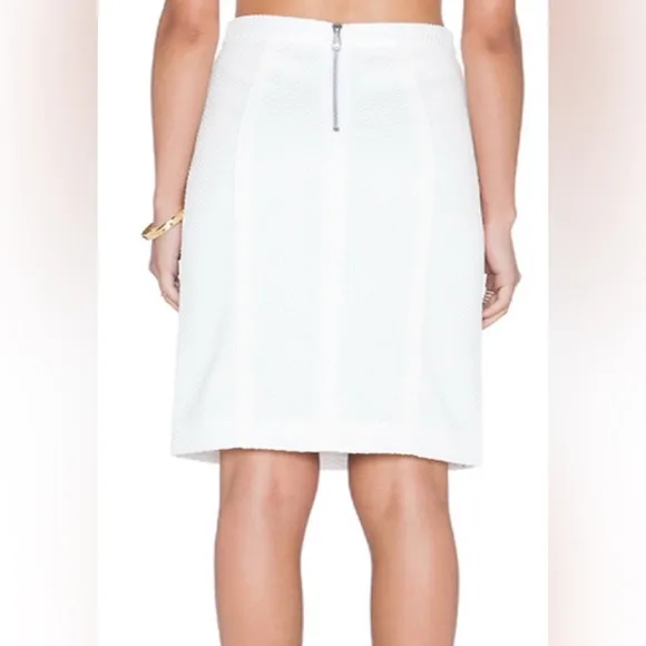 Rebecca Minkoff Della White Textured Preppy Business Casual Elegant Skirt Size 6