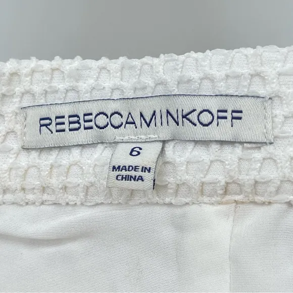 Rebecca Minkoff Della White Textured Preppy Business Casual Elegant Skirt Size 6