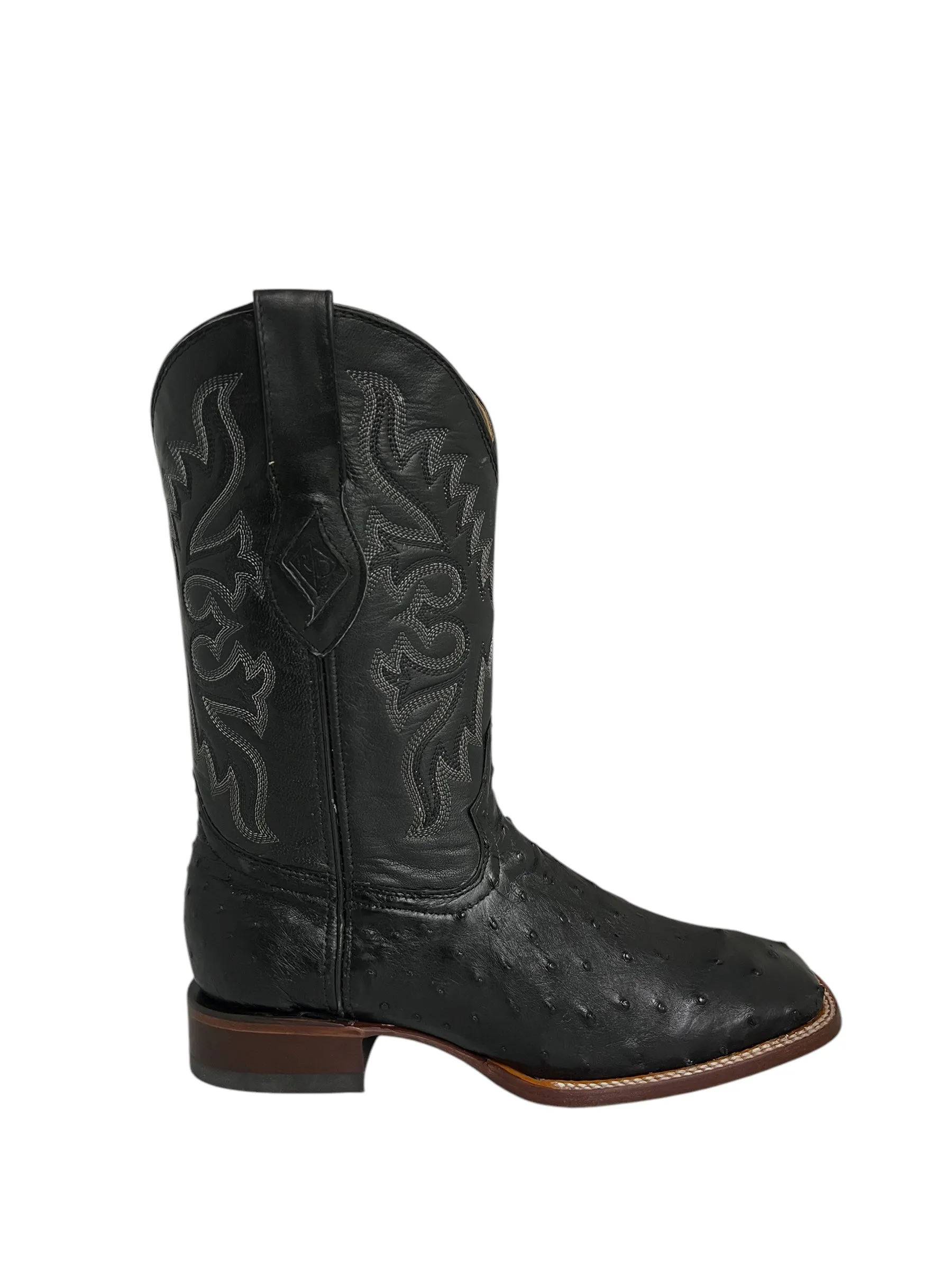 Red Diamond Ostrich Black Square Toe