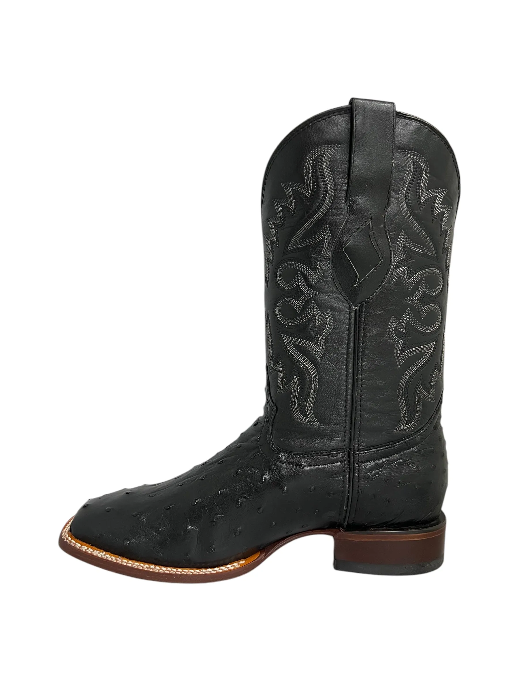 Red Diamond Ostrich Black Square Toe