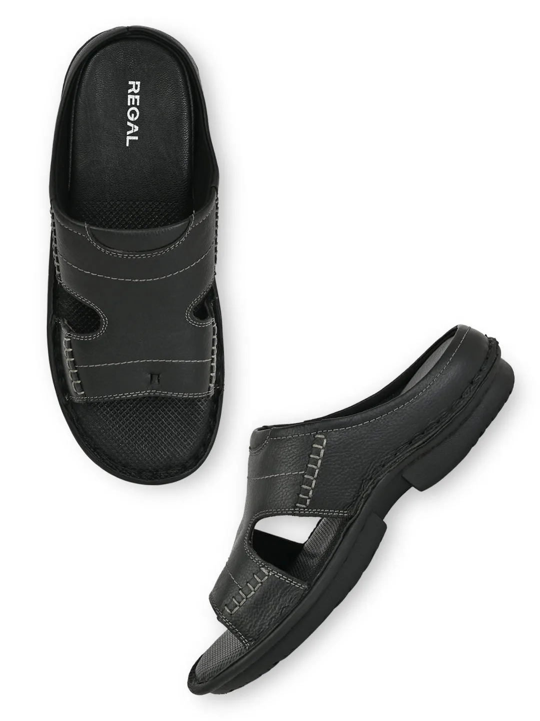 Regal Black Men Leather Sandals