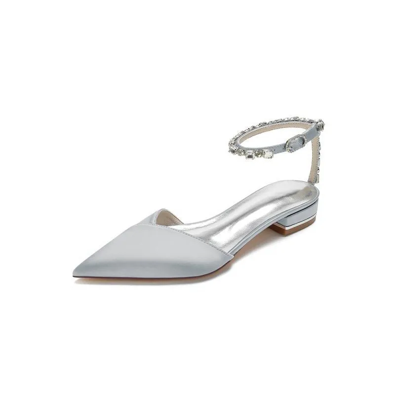 Rhinestone Strap Cocktail Pointed Toe Flats