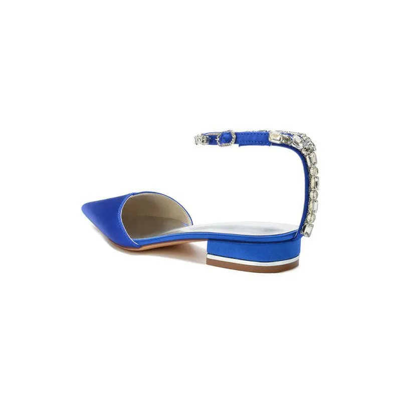 Rhinestone Strap Cocktail Pointed Toe Flats