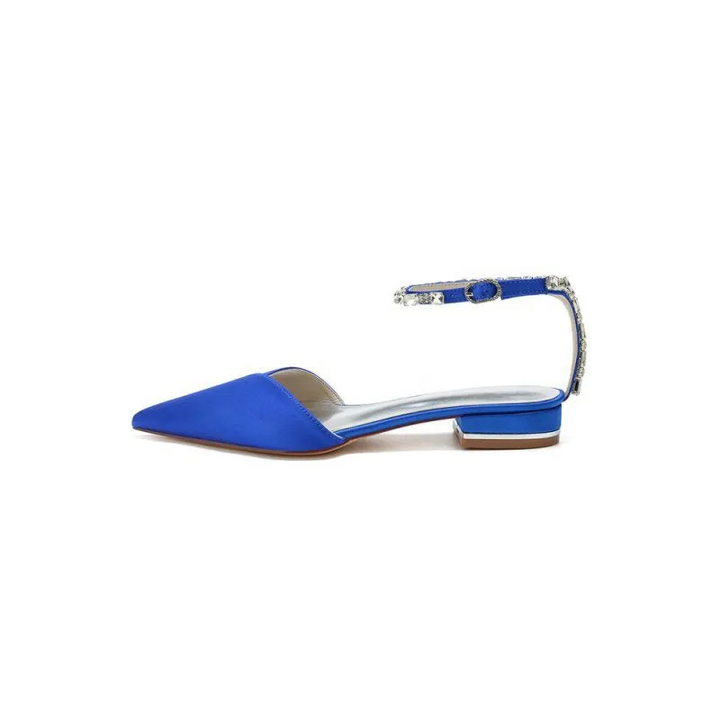 Rhinestone Strap Cocktail Pointed Toe Flats