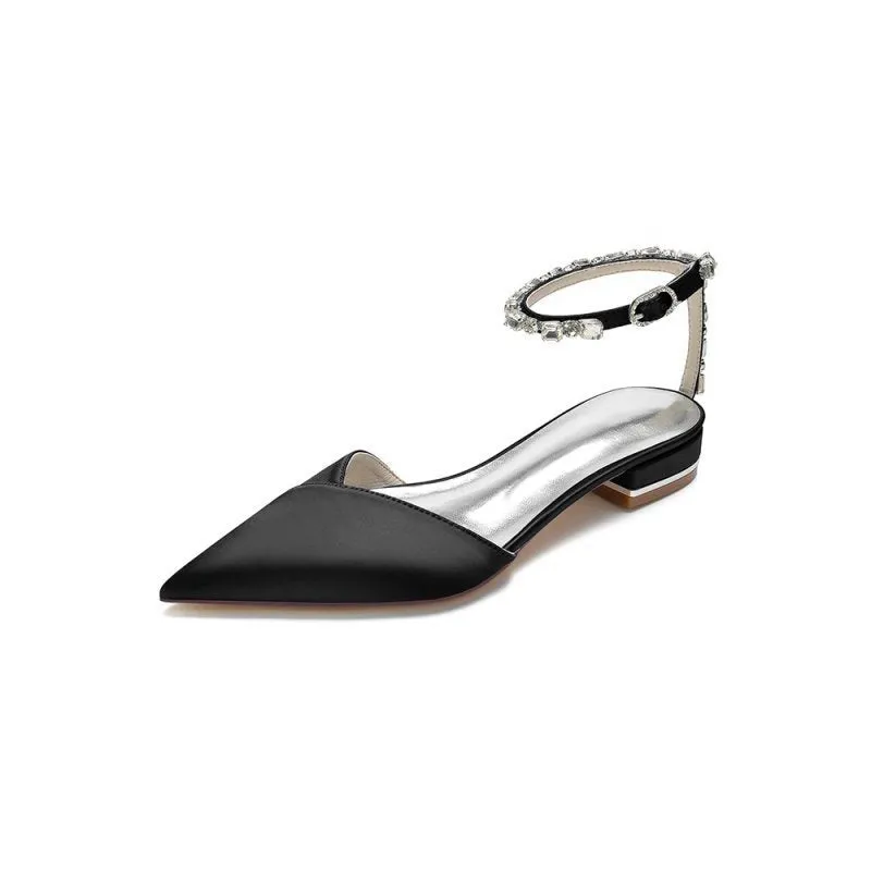 Rhinestone Strap Cocktail Pointed Toe Flats