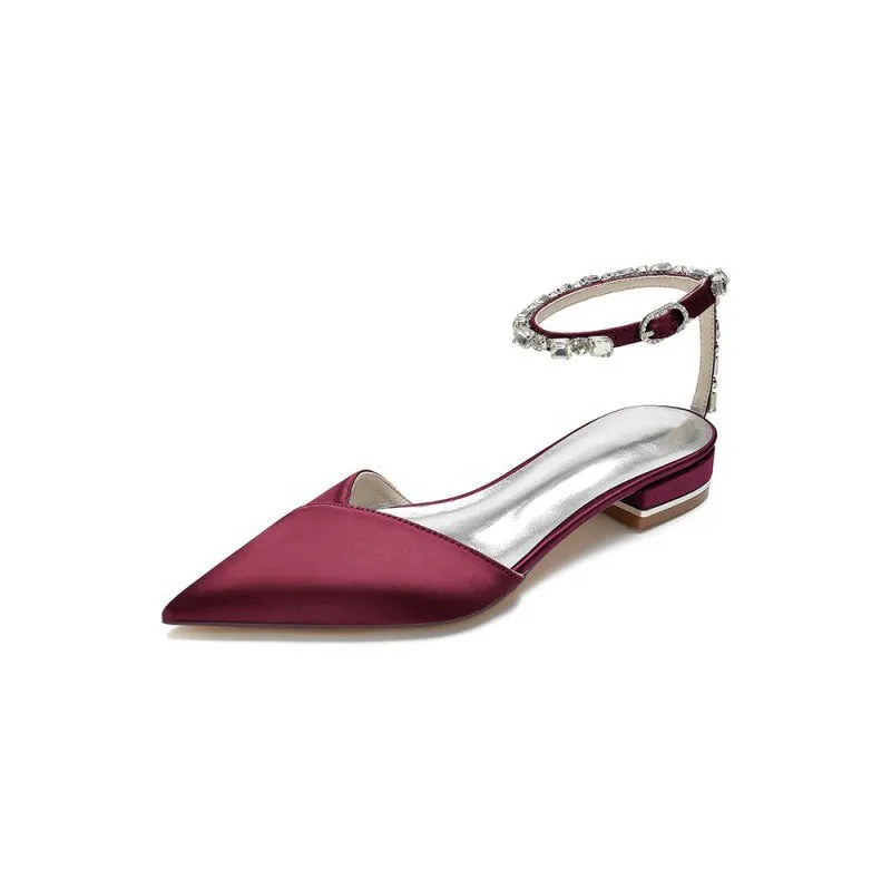 Rhinestone Strap Cocktail Pointed Toe Flats