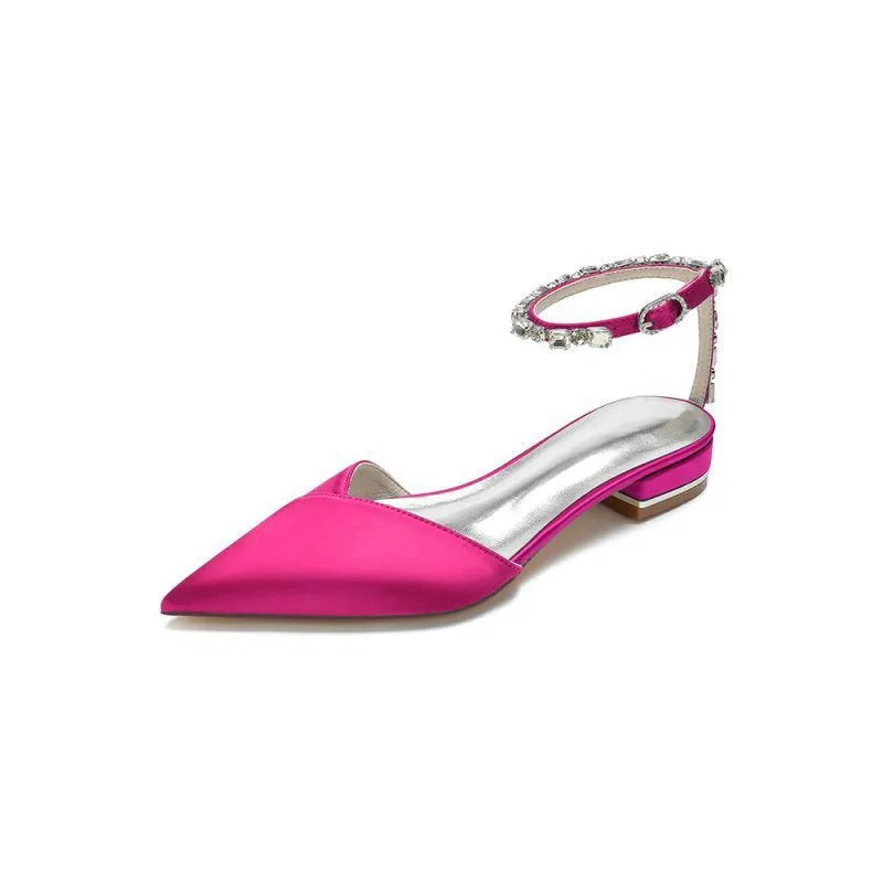Rhinestone Strap Cocktail Pointed Toe Flats