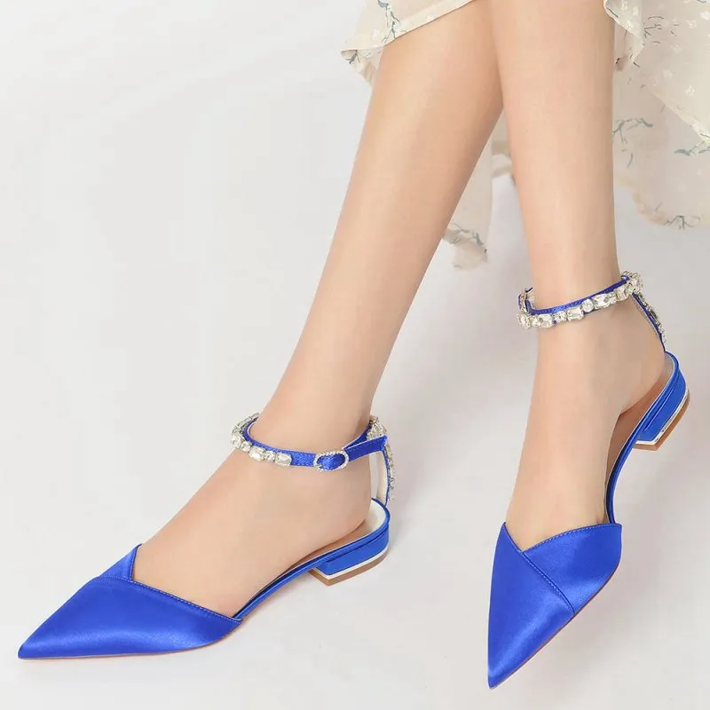 Rhinestone Strap Cocktail Pointed Toe Flats