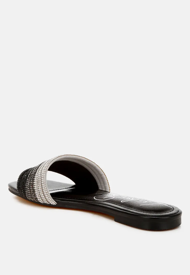 Rhinestone Strap Slip On Flats By RAG