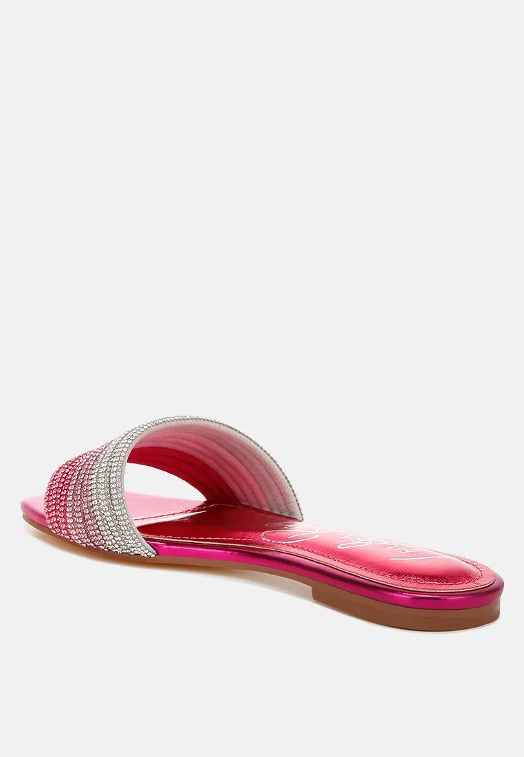 Rhinestone Strap Slip On Flats By RAG
