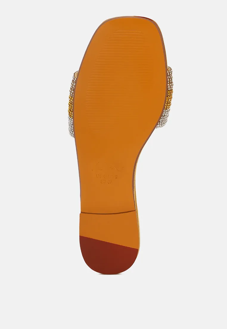 Rhinestone Strap Slip On Flats By RAG