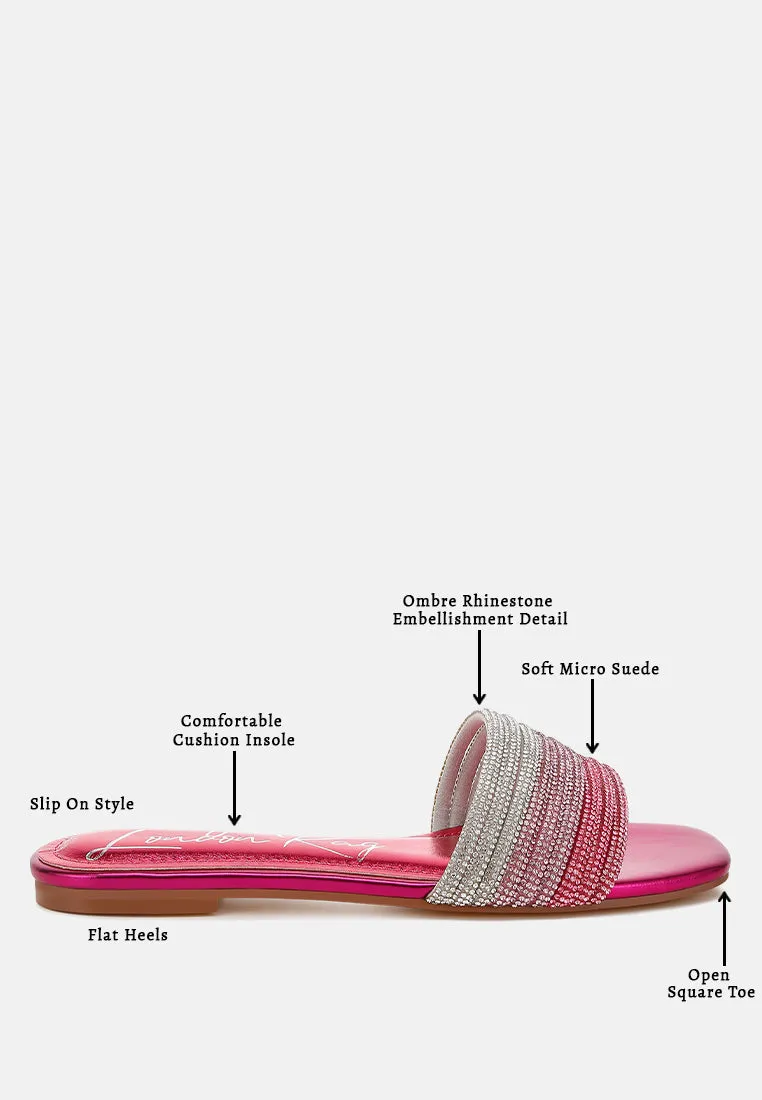Rhinestone Strap Slip On Flats By RAG