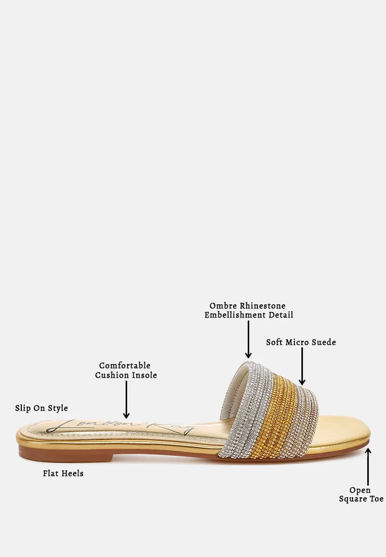 Rhinestone Strap Slip On Flats By RAG