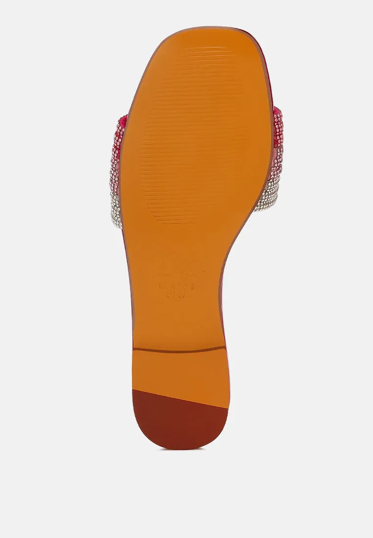 Rhinestone Strap Slip On Flats By RAG