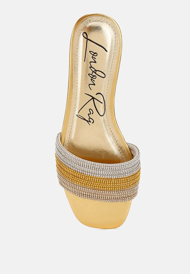 Rhinestone Strap Slip On Flats By RAG