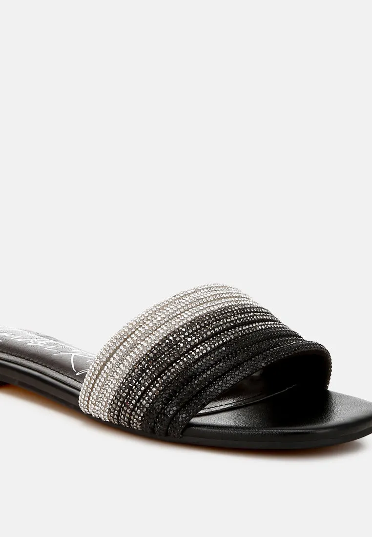 Rhinestone Strap Slip On Flats By RAG