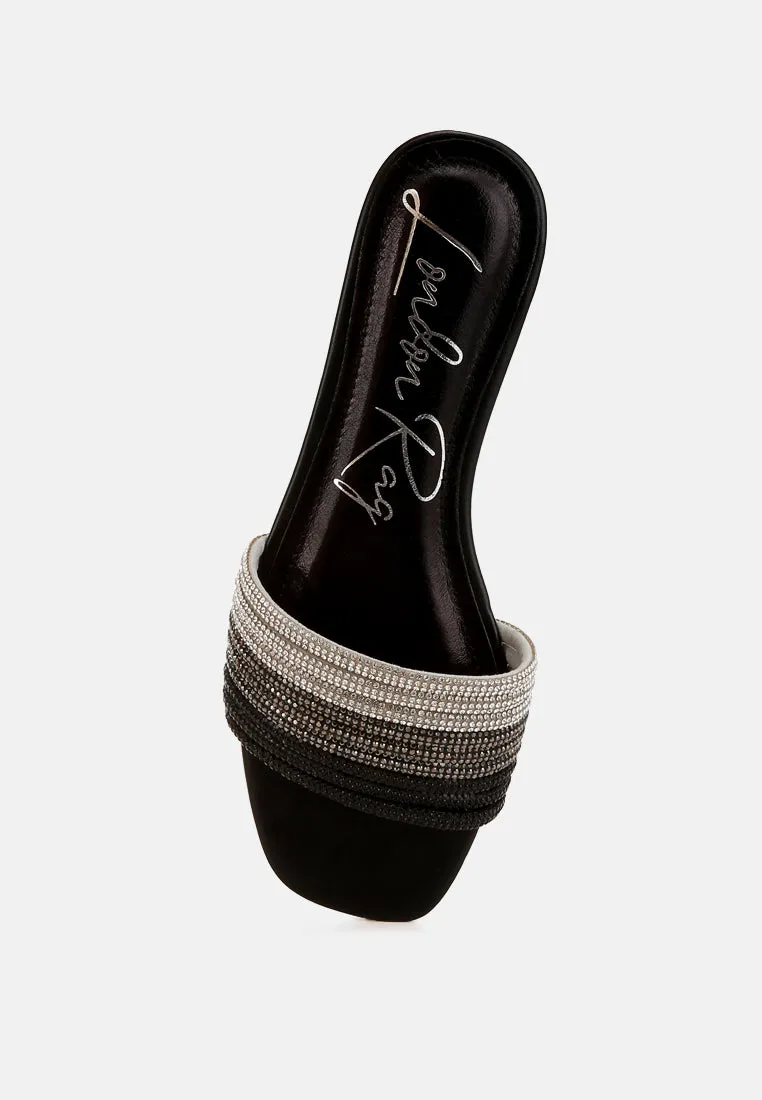 Rhinestone Strap Slip On Flats By RAG