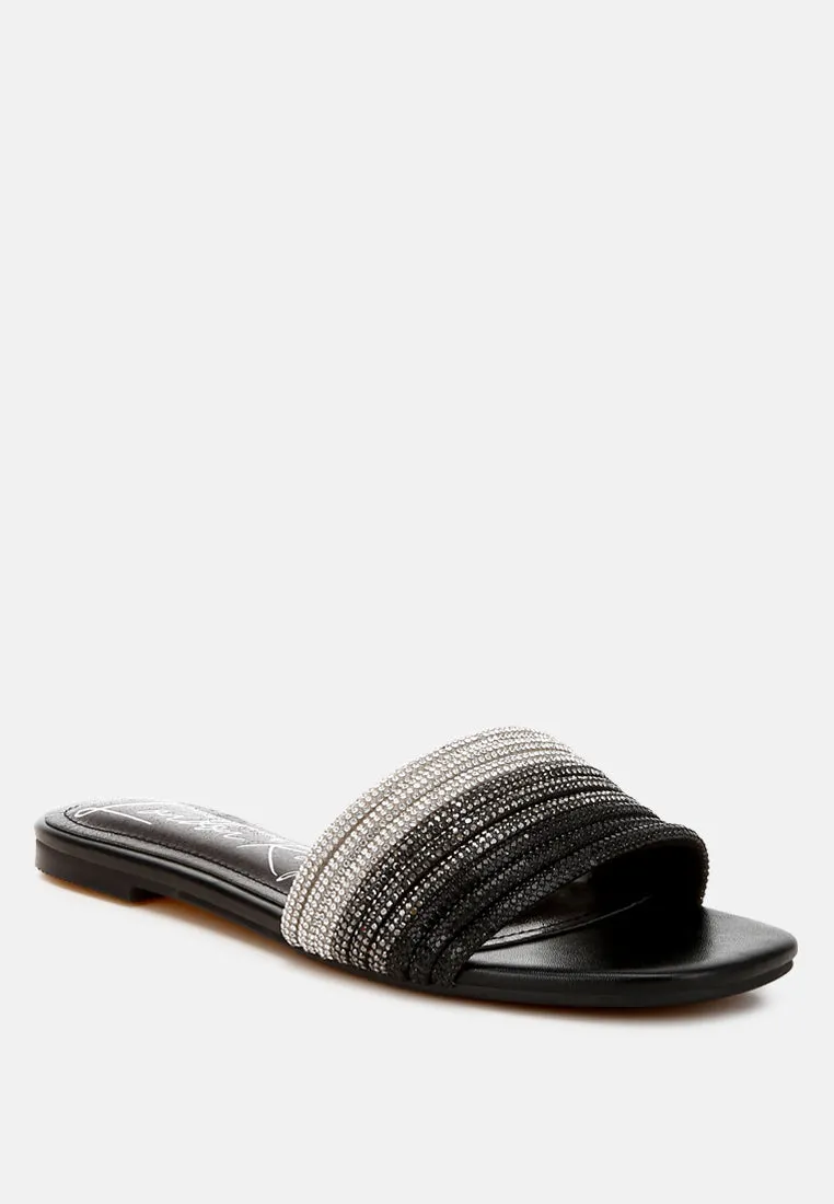Rhinestone Strap Slip On Flats By RAG