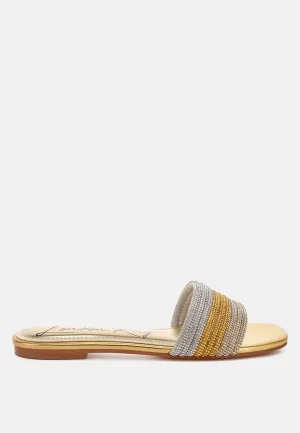 Rhinestone Strap Slip On Flats By RAG