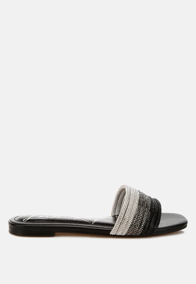Rhinestone Strap Slip On Flats By RAG
