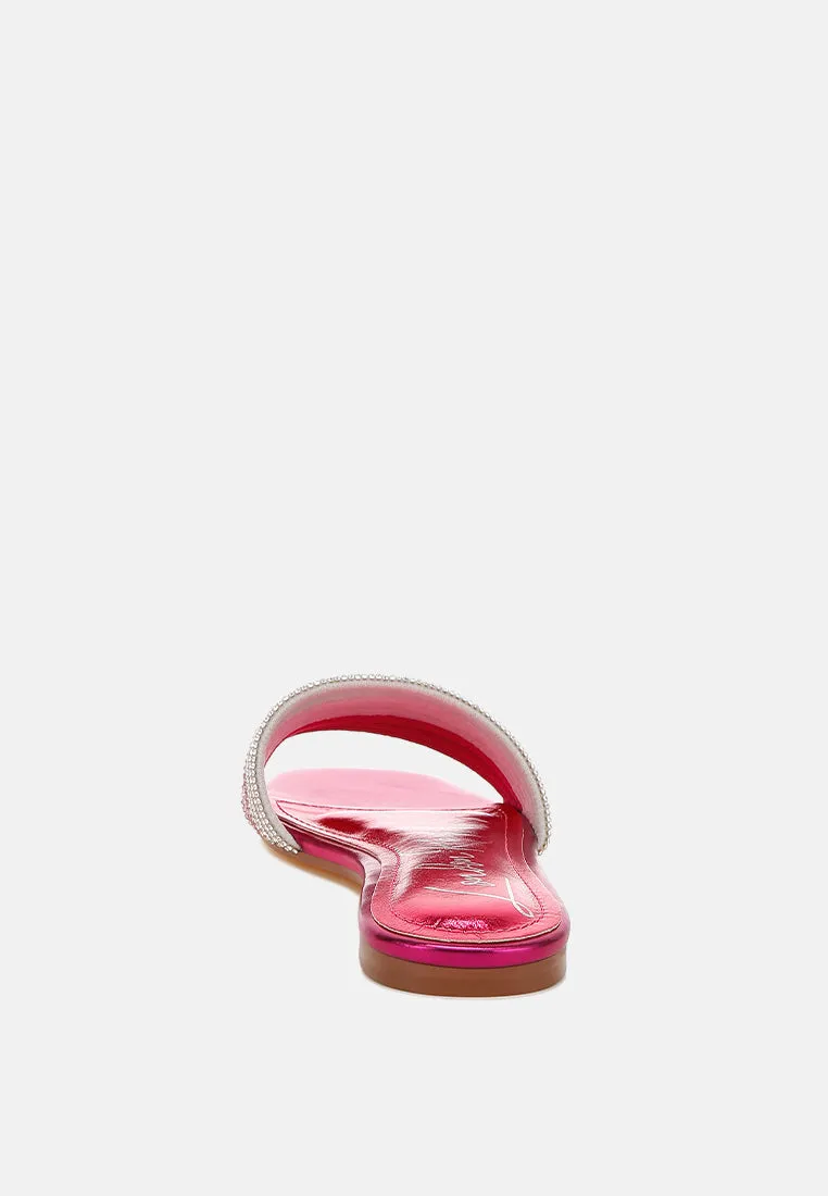 Rhinestone Strap Slip On Flats By RAG