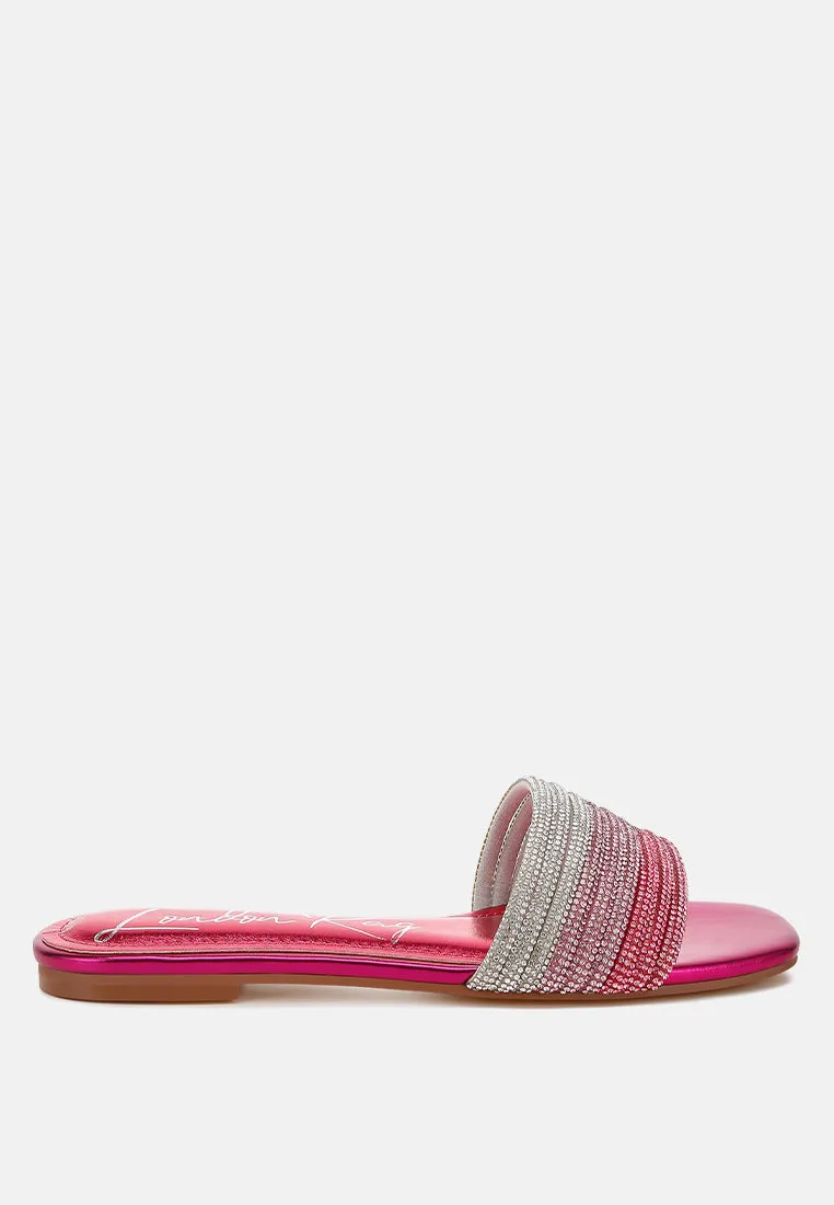 Rhinestone Strap Slip On Flats By RAG
