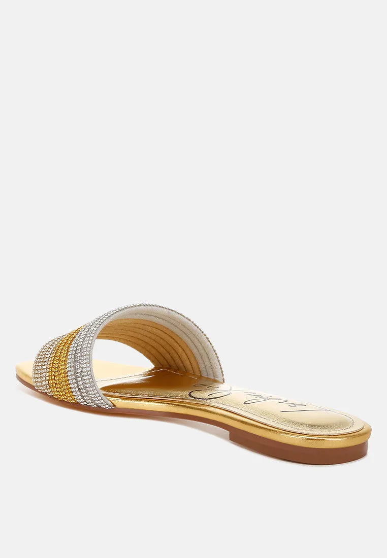 Rhinestone Strap Slip On Flats By RAG
