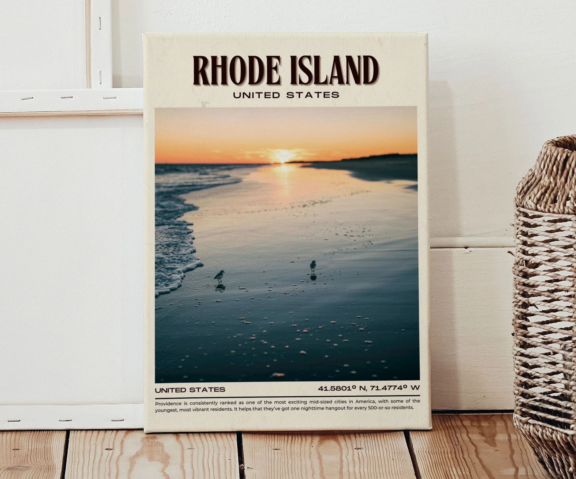 Rhode Island Vintage Wall Art, USA
