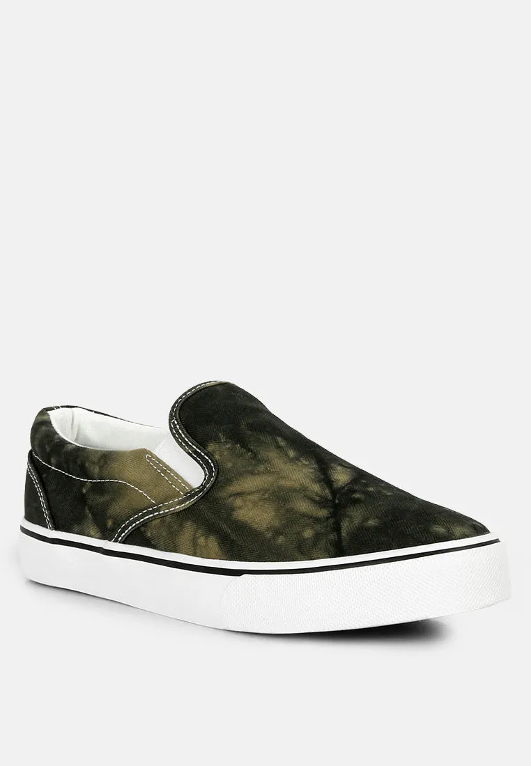 Riddler Olive Green Slip On Canvas Sneakers