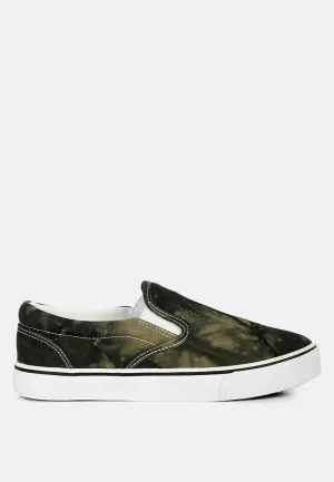 Riddler Olive Green Slip On Canvas Sneakers
