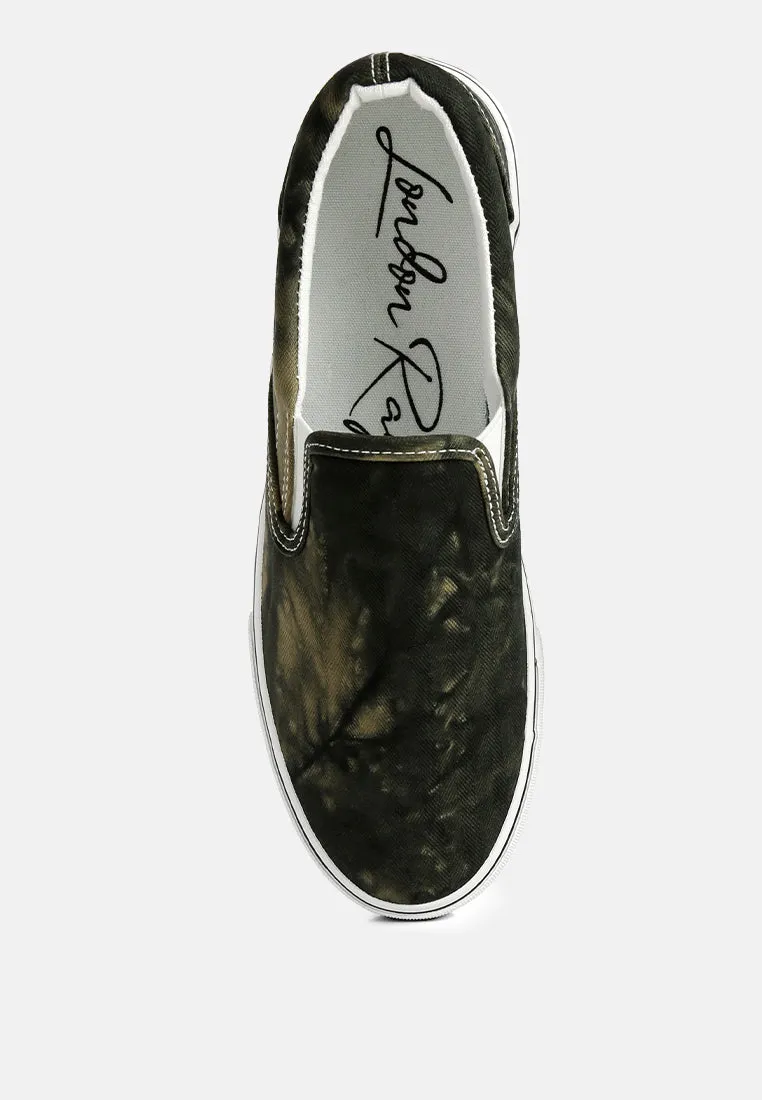 Riddler Olive Green Slip On Canvas Sneakers
