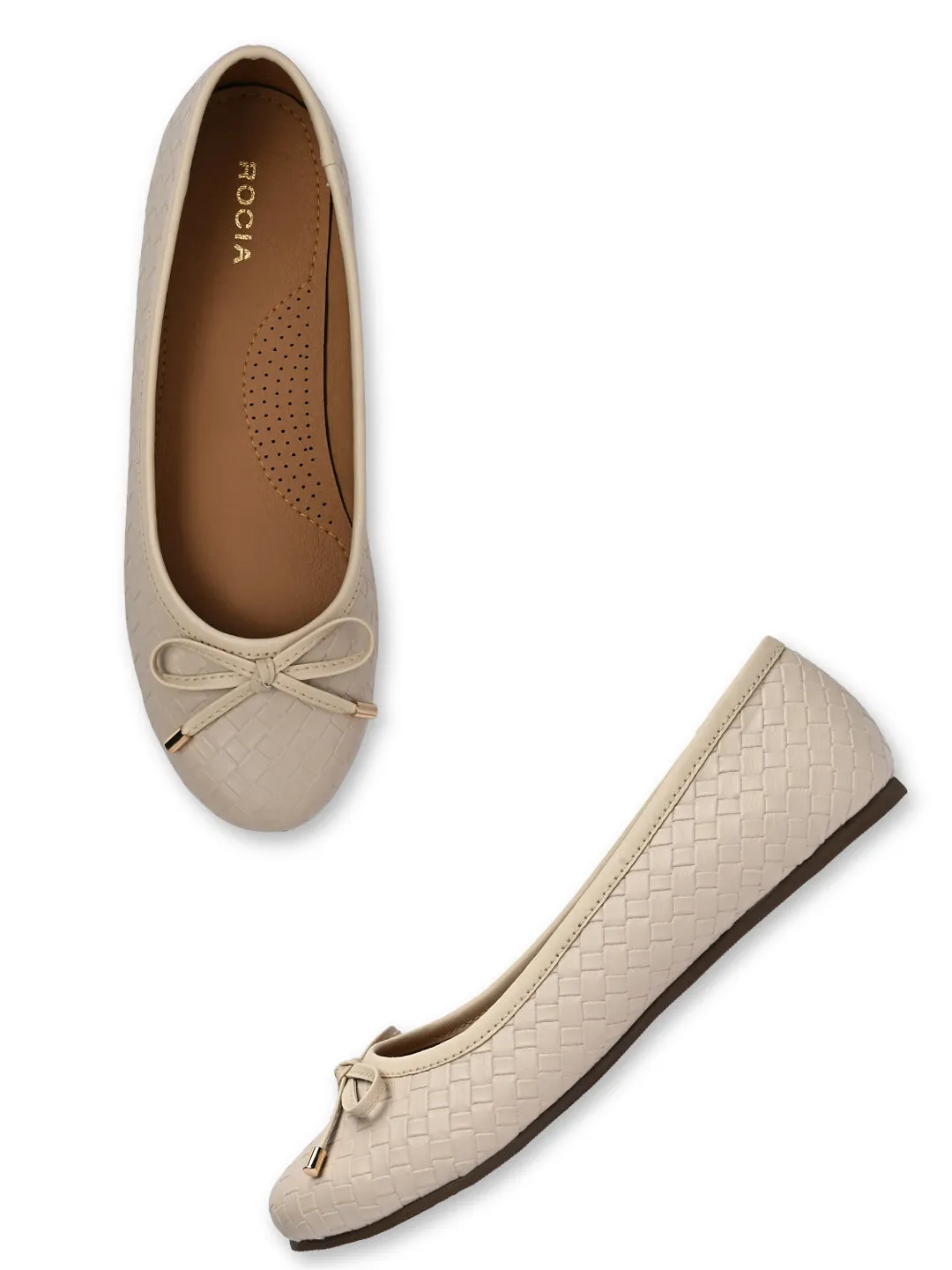 Rocia By Regal Beige Women Woven Ballerinas