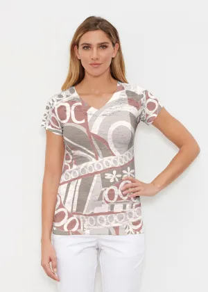 Rusty O"S (8162) ~ Signature Cap Sleeve V-Neck Shirt