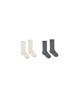 RYLEE   CRU Ribbed Socks || Natural, Indigo