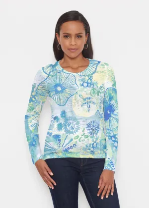Sand Dollar Aqua (16256) ~ Signature Long Sleeve Crew Shirt
