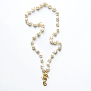 Seahorse Long Pearl Bead Necklace