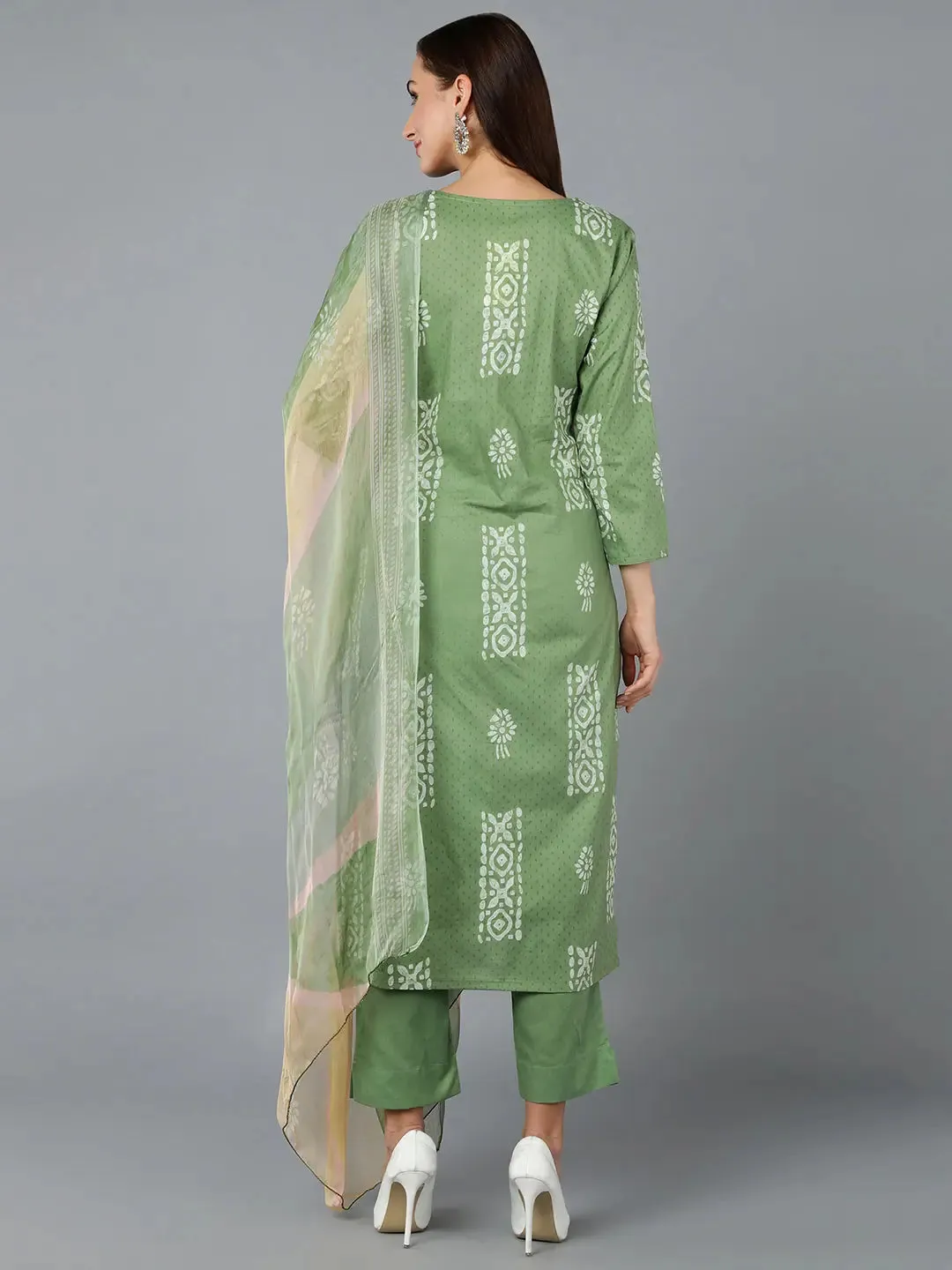 Silk Blend Sea Green Straight Kurta Pant-VKSKD1835