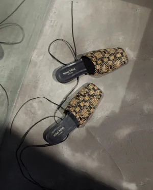 Slip-On Woven Square Toe Mules