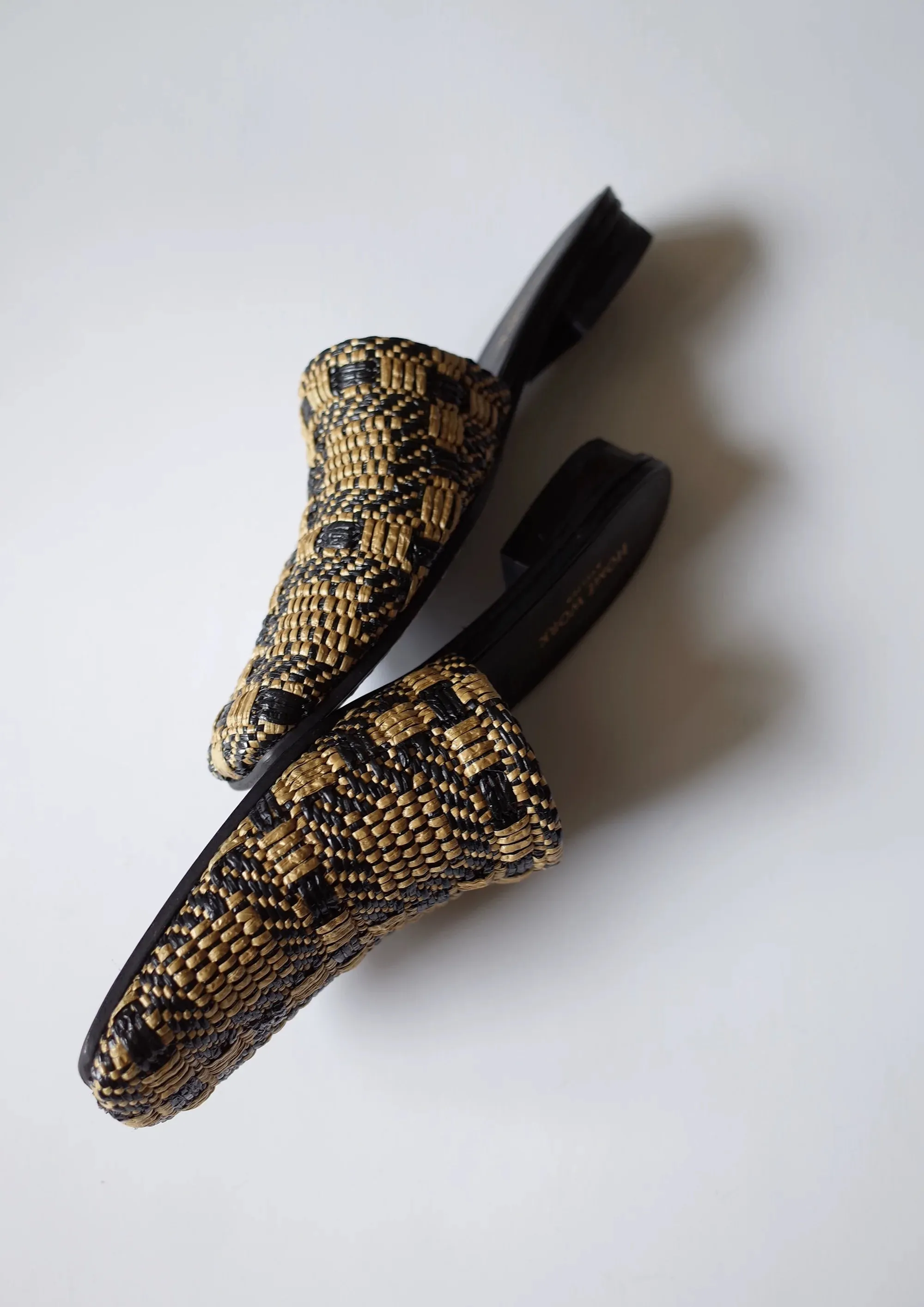 Slip-On Woven Square Toe Mules