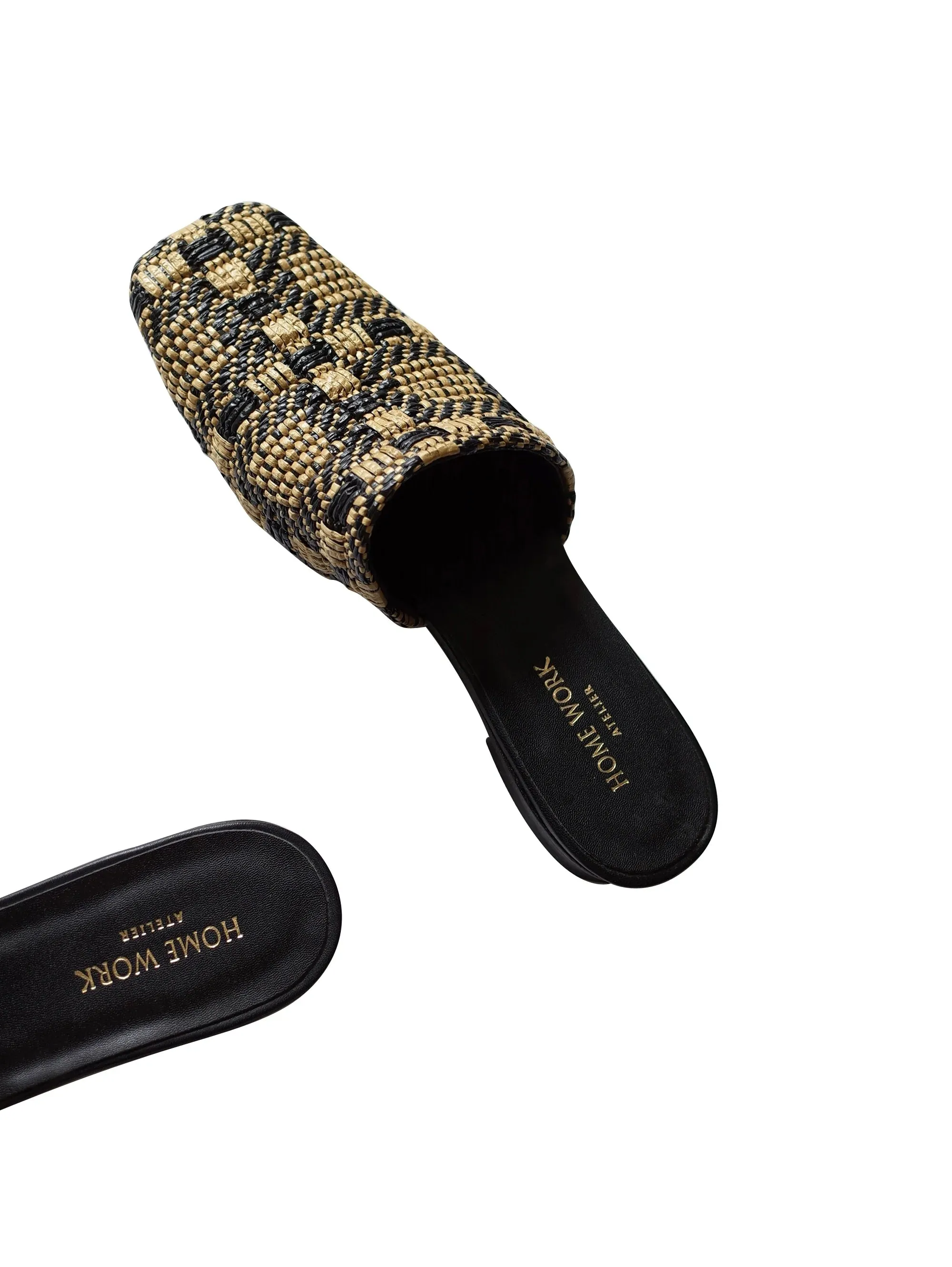 Slip-On Woven Square Toe Mules