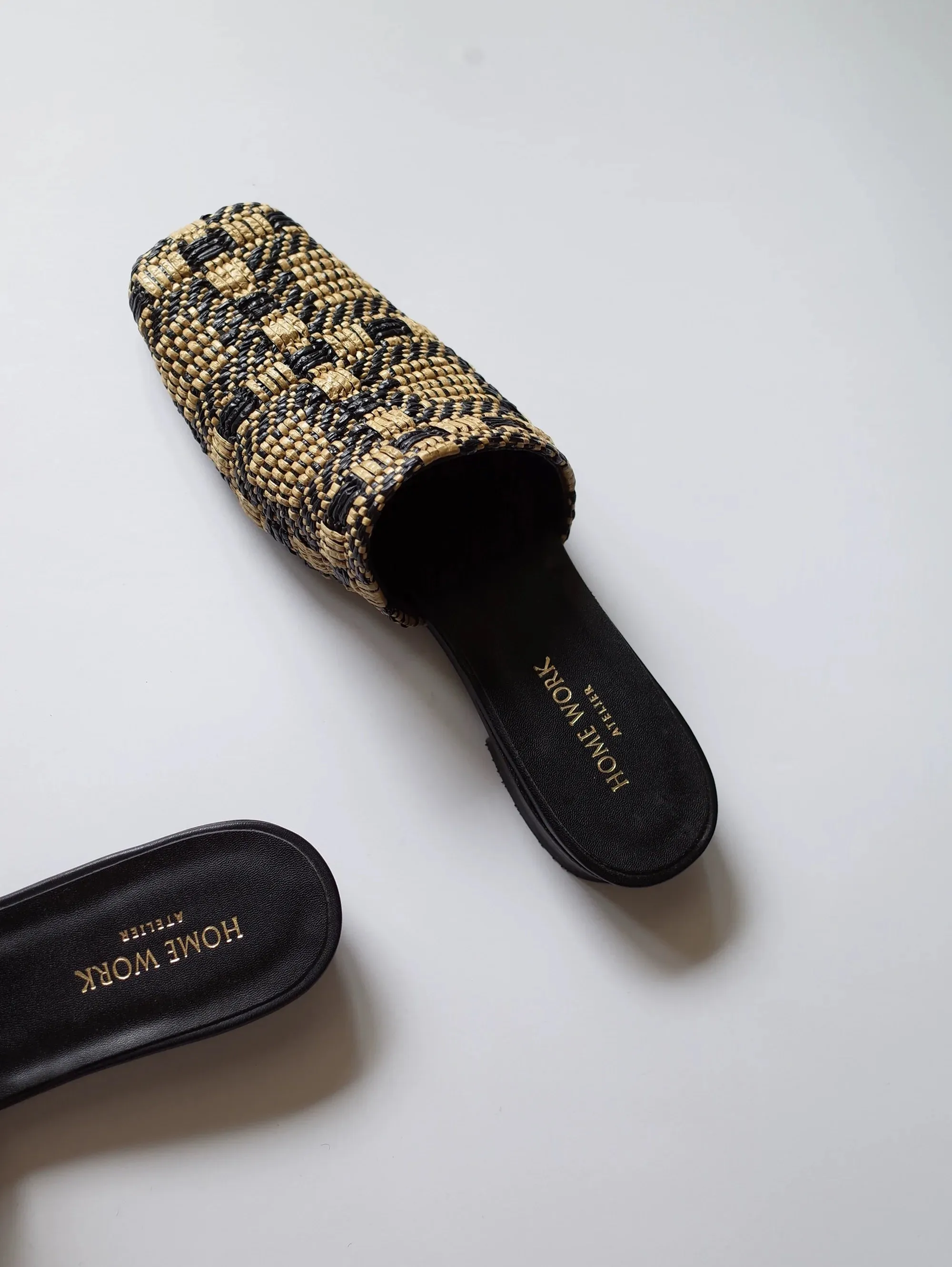 Slip-On Woven Square Toe Mules