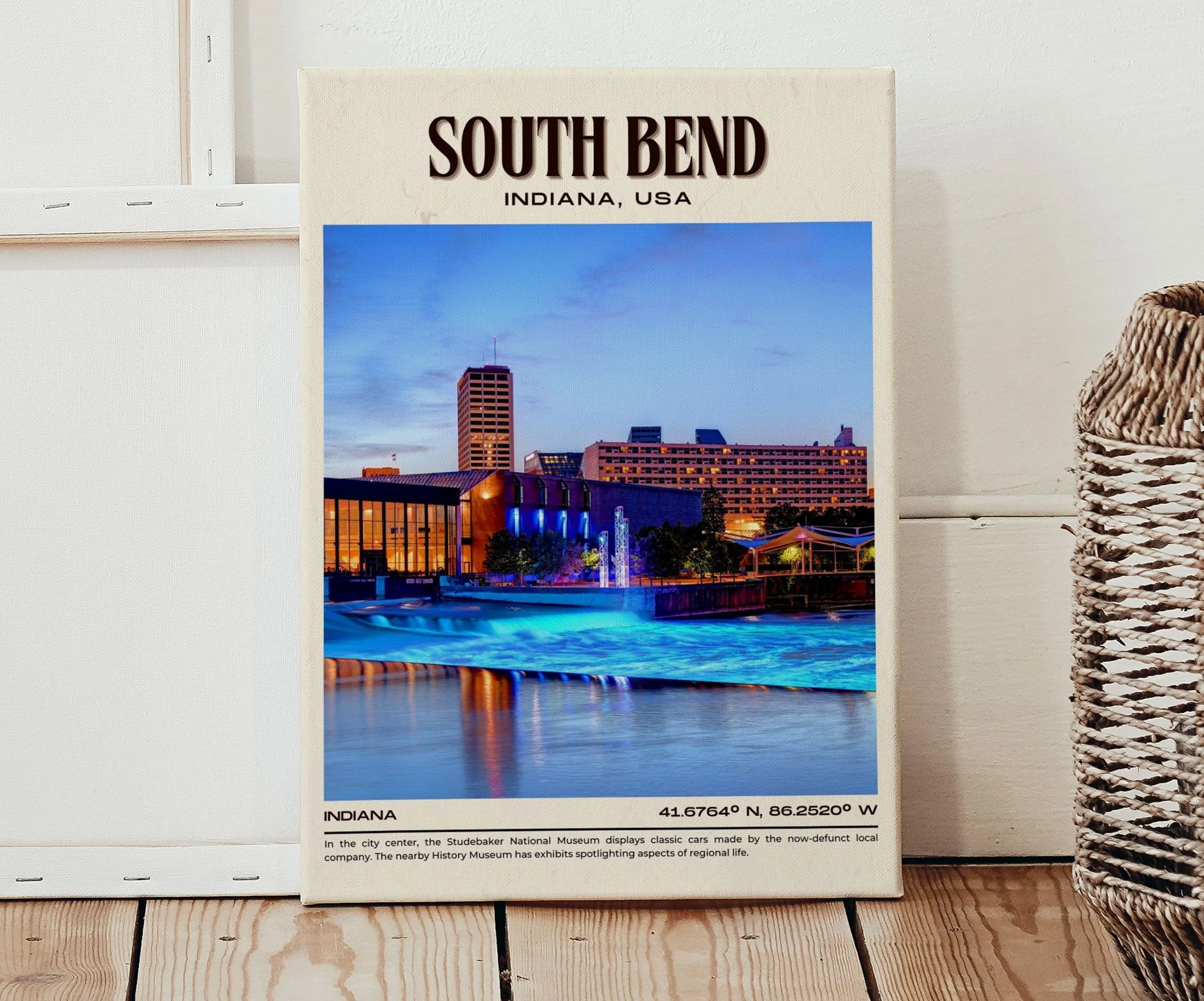South Bend Vintage Wall Art, Indiana, USA