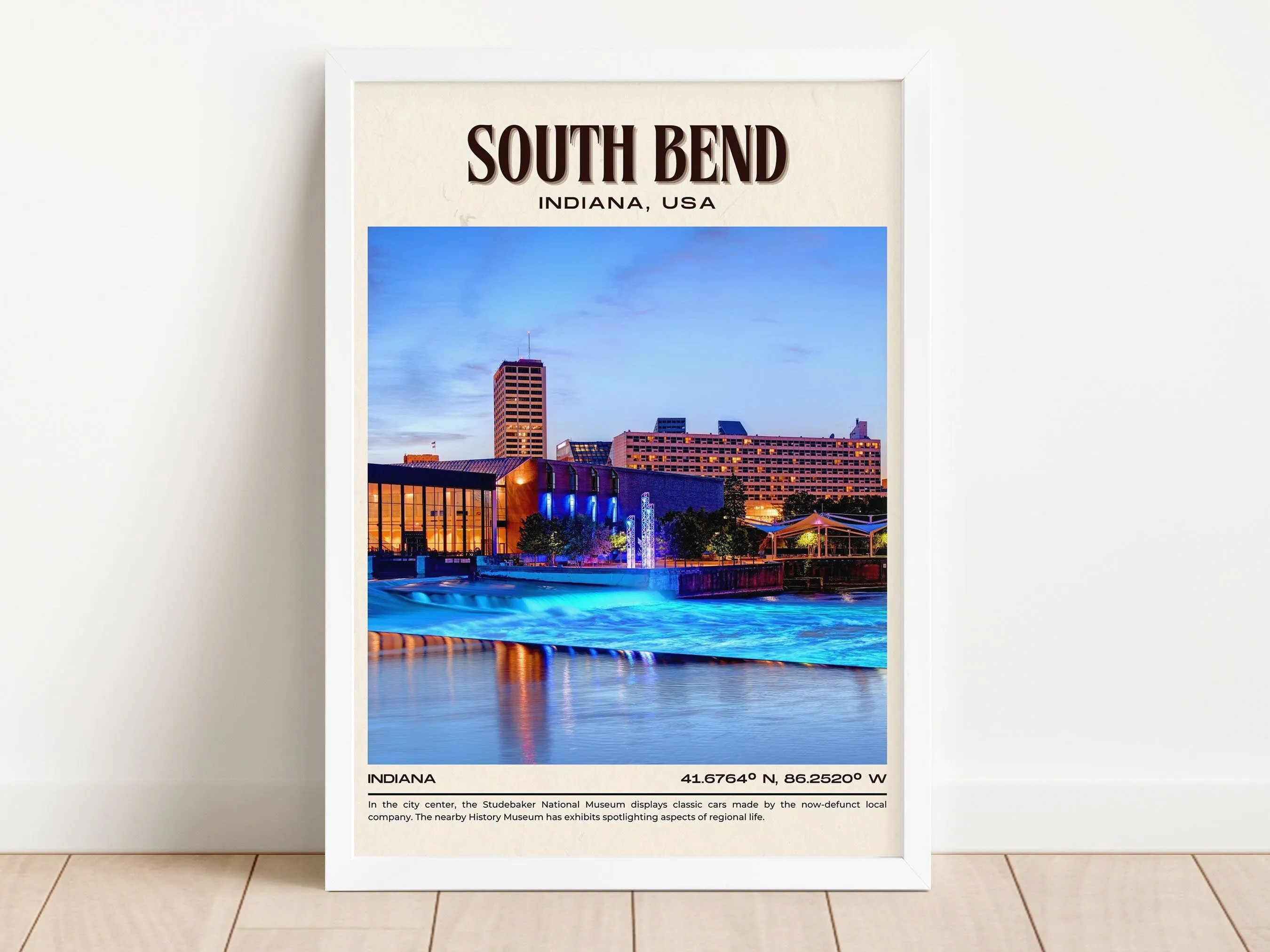 South Bend Vintage Wall Art, Indiana, USA
