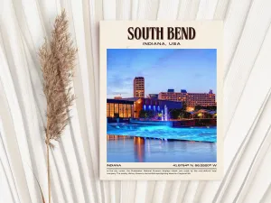 South Bend Vintage Wall Art, Indiana, USA