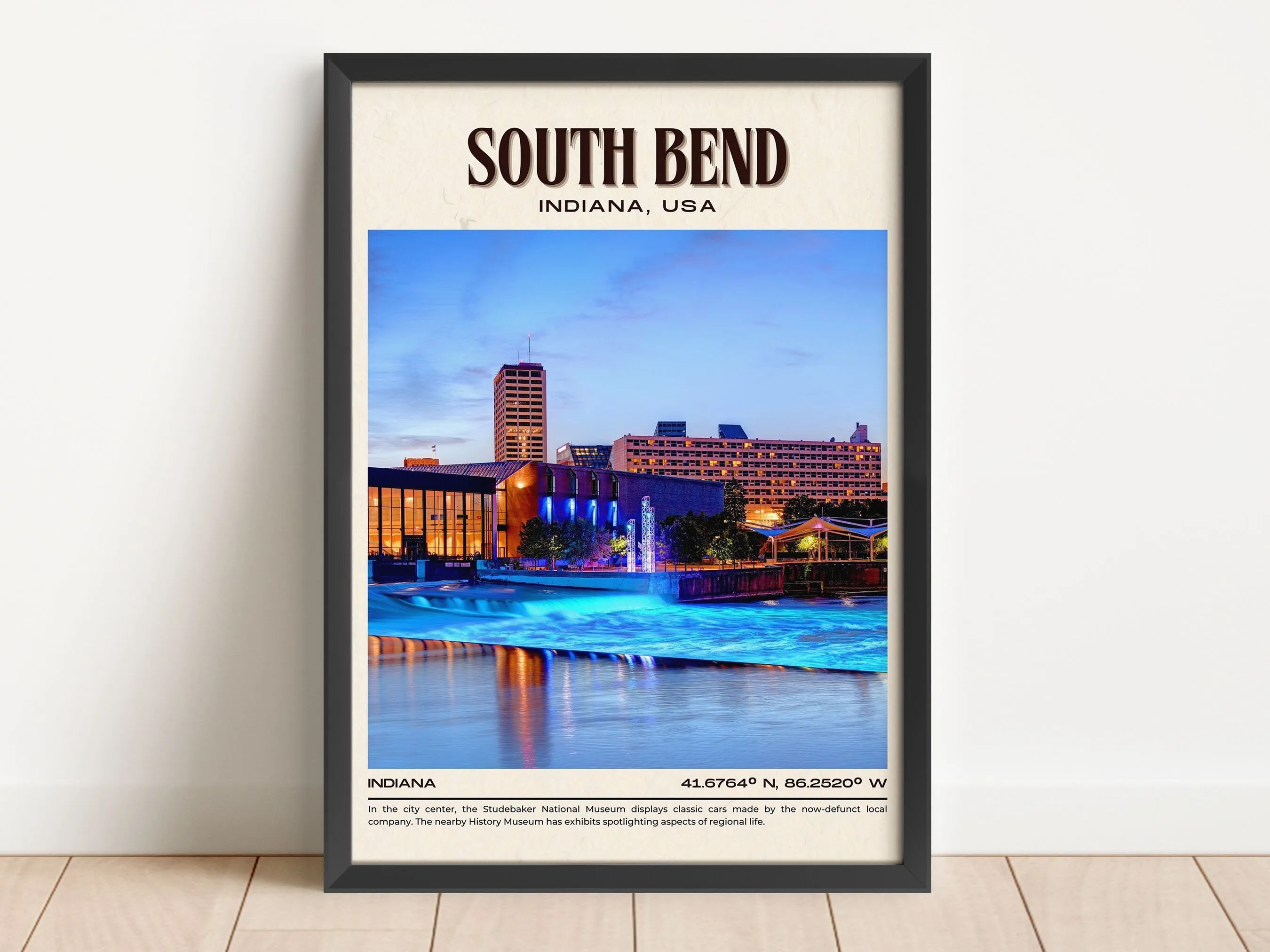 South Bend Vintage Wall Art, Indiana, USA