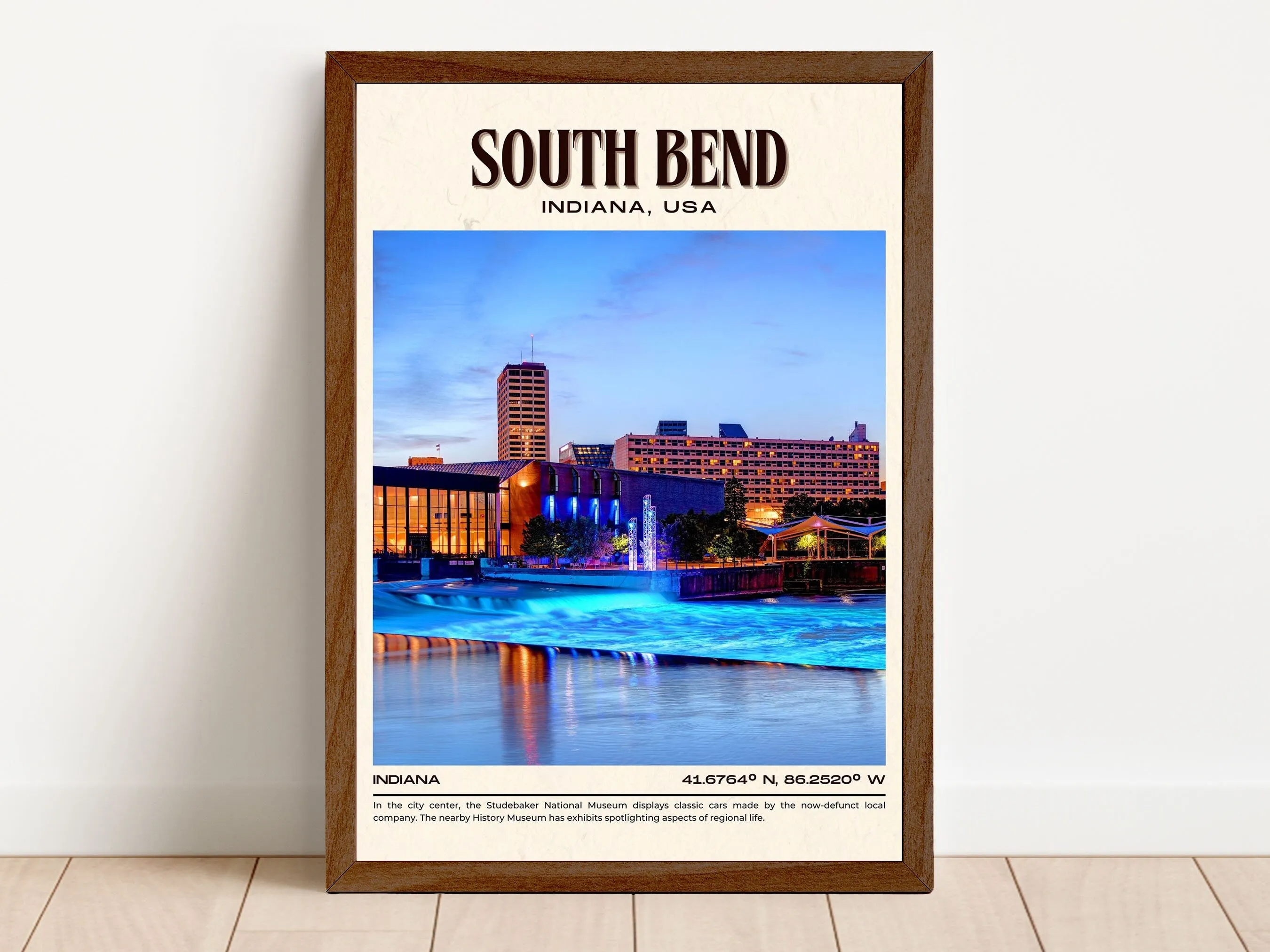 South Bend Vintage Wall Art, Indiana, USA