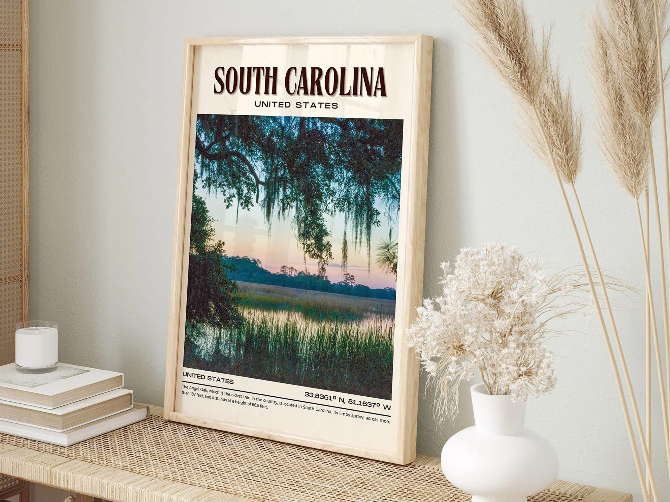 South Carolina Vintage Wall Art, USA